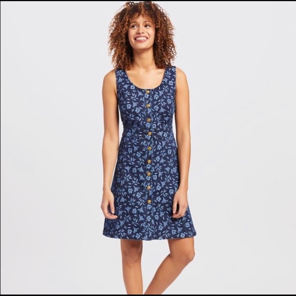 Draper James Floral Button Front Denim Dress - Picture 1 of 10